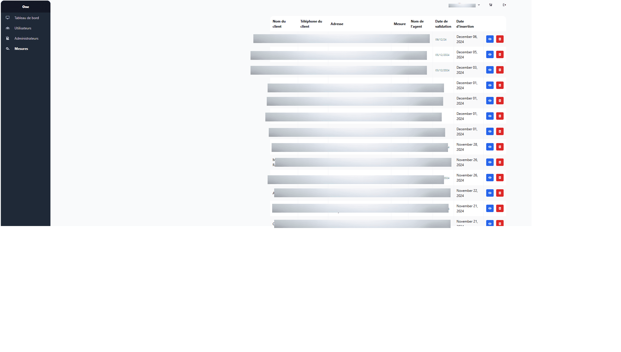 Interligne tablet application for taking measurements
