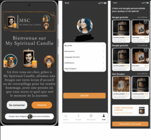 My Spiritual Candle mobile application interface